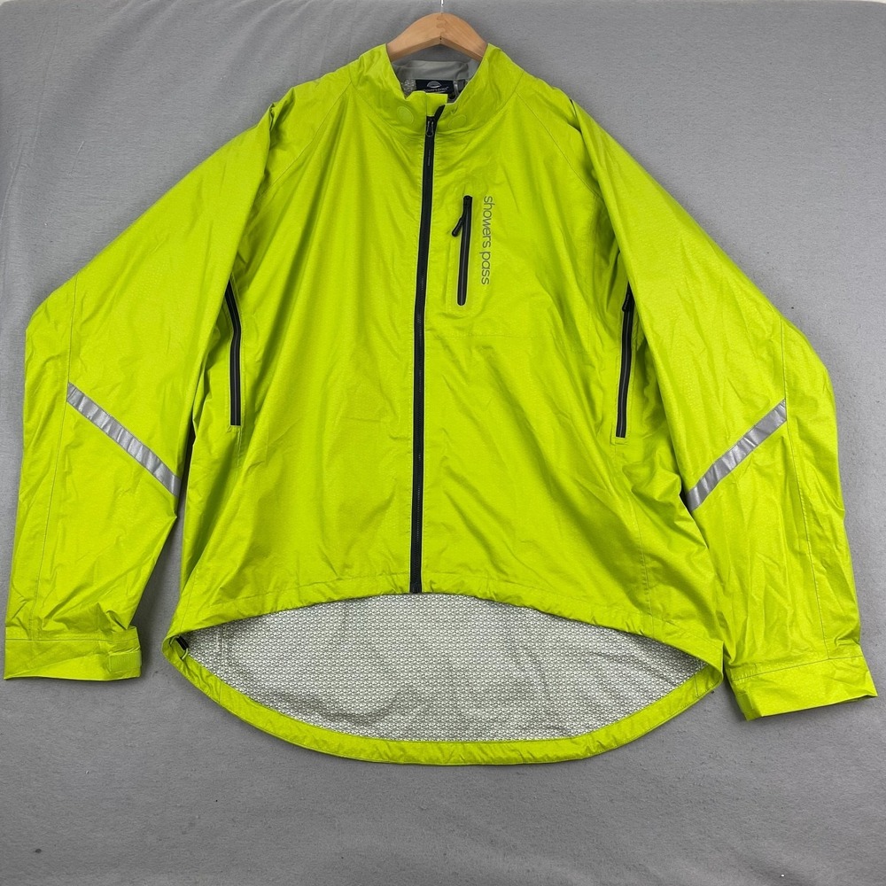 Showers Pass century CC Waterproof Cycling Jacket Mens XXL green 3M Reflective